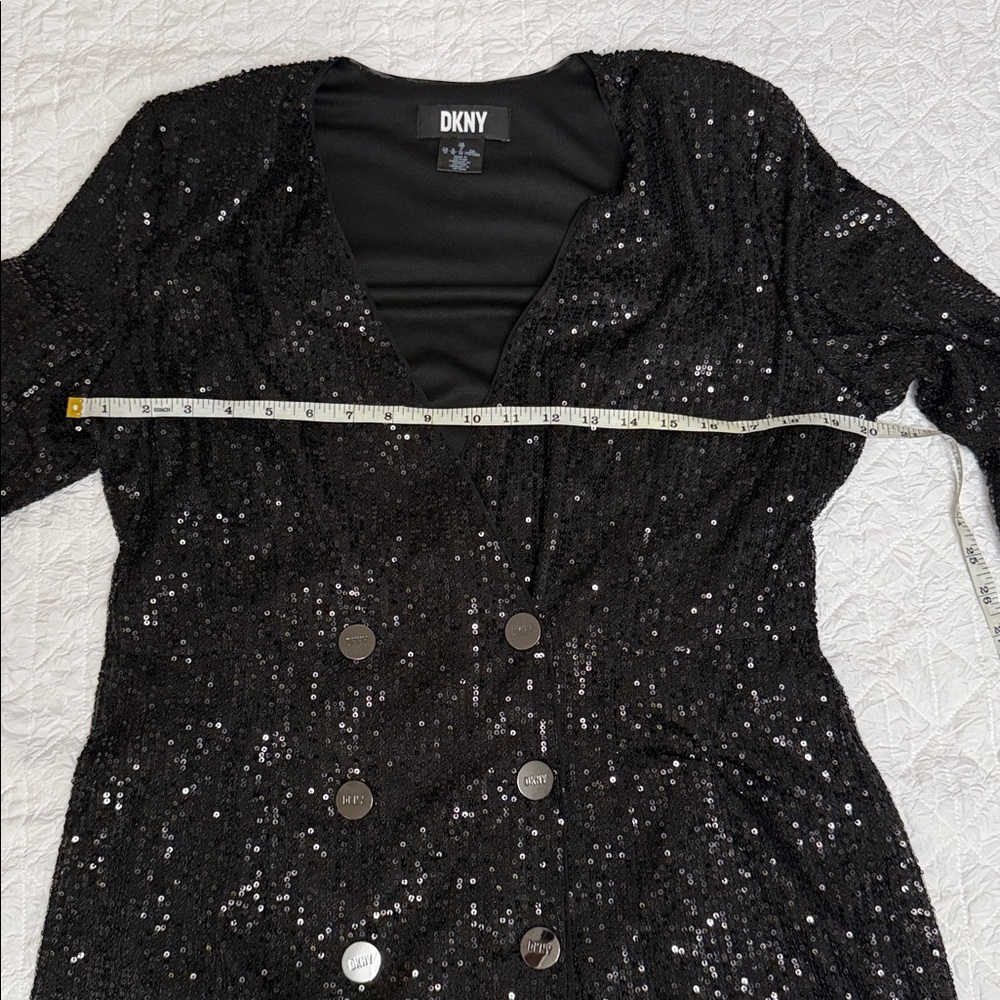 DKNY Womens Long Sleeve Double Breasted Sequins Blazer Dress - Picture 5 of 6